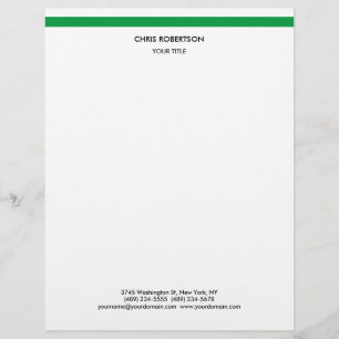 En-tête De Lettre Design Simple Ligne verte Blanc Minimaliste Modern