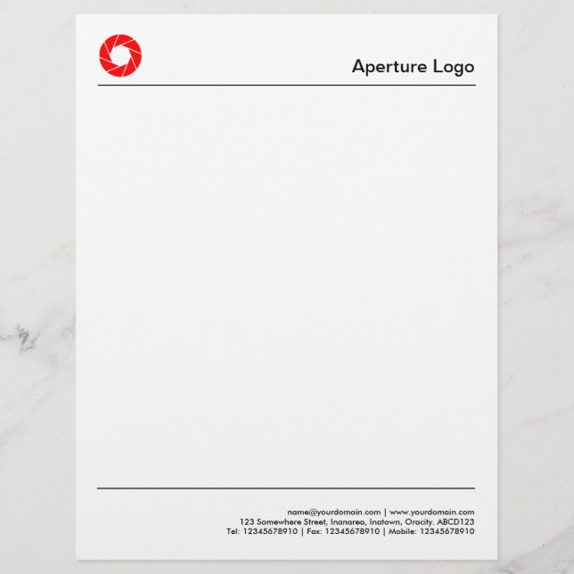 En-tête De Lettre Deux lignes - Logo d'ouverture rouge (Devant)