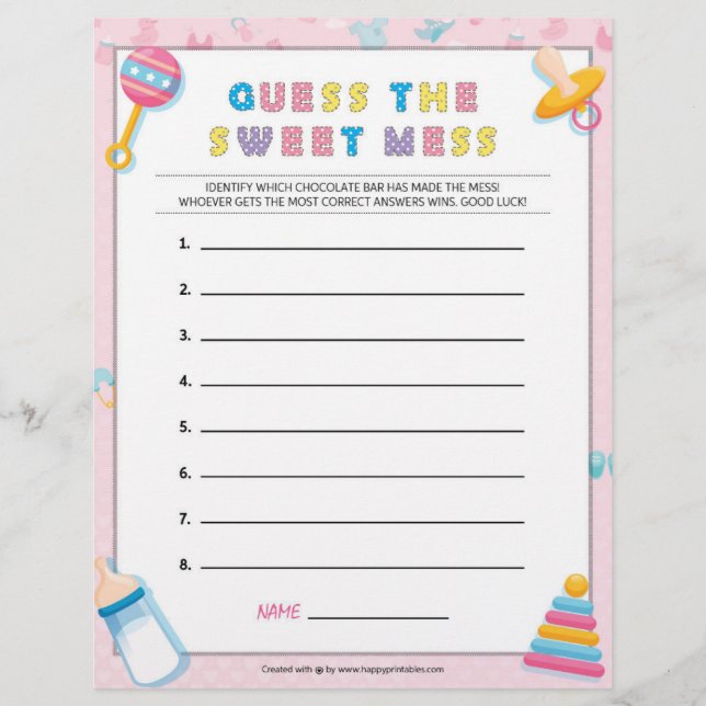 En-tête De Lettre Devinez La Douce Mess [Bébé Basiques Rose] (Devant)