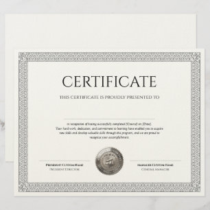 En-tête De Lettre Diplôme Classique Élégant Certificat sceau argent