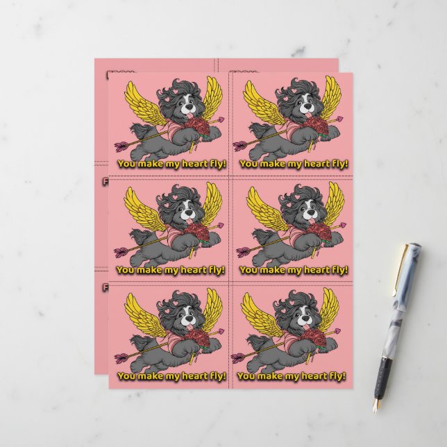 En-tête De Lettre Dog Puppy Classroom Valentine Sheets (Devant/Arrière en situation)