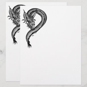 En-tête De Lettre Dragon en style tatouage