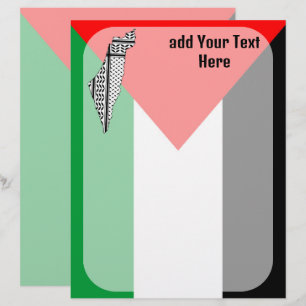 En-tête De Lettre Drapeau palestinien et carte avec Motif Keffiyeg