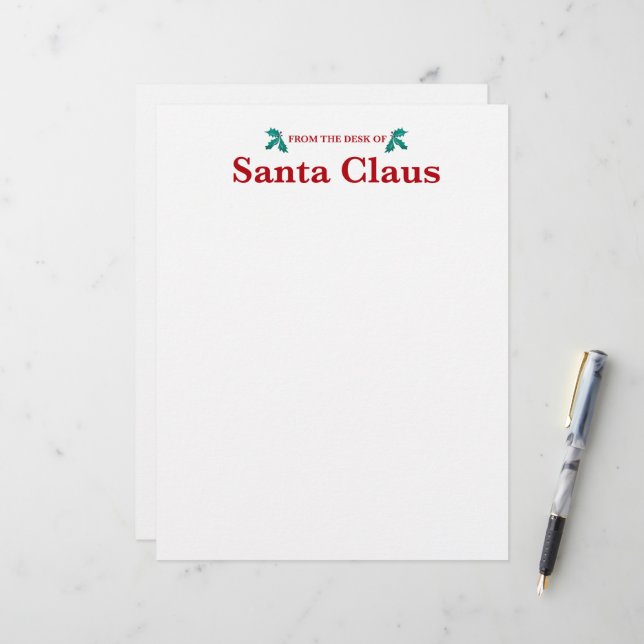 En-tête De Lettre Du bureau du Père Noël (Devant/Arrière en situation)