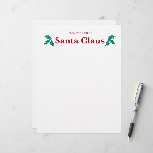 En-tête De Lettre Du bureau du Père Noël (Devant/Arrière en situation)