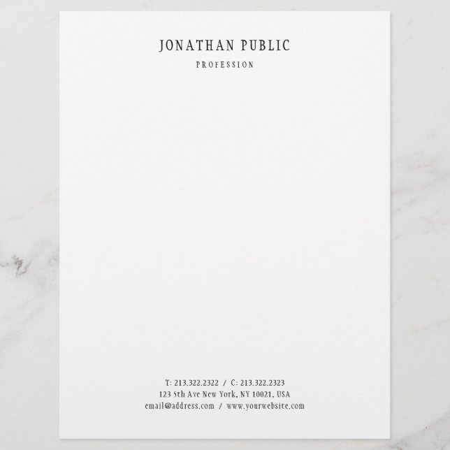 En-tête De Lettre Elégant Design propre Classic Look Modèle Blanc (Devant)