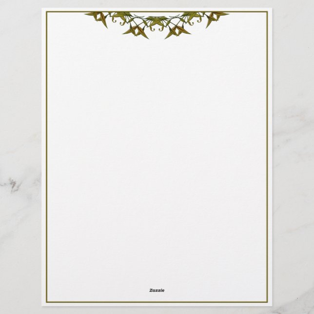 En-tête De Lettre Élégant feuille vert (Dos)