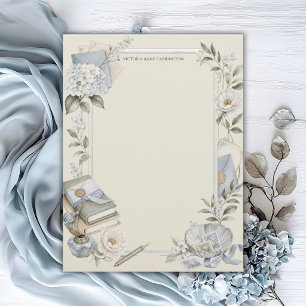 En-tête De Lettre Élégant floral bleu français personnalisé