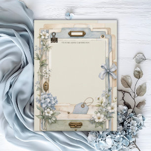 En-tête De Lettre Élégant floral bleu français personnalisé 