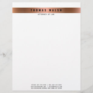 En-tête De Lettre Elegant Modern Copper and Gold lines Letterhead