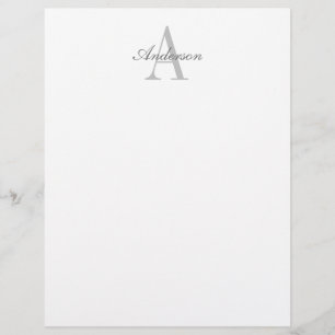 En-tête De Lettre Élégant Monogramme blanc et gris
