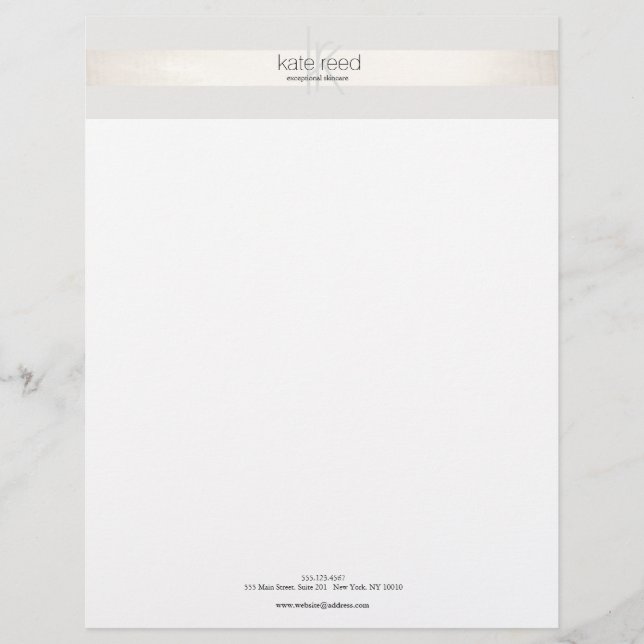 En-tête De Lettre Élégant Monogramme moderne FAUX Argent rayé (Devant)