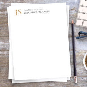 En-tête De Lettre Élégant Monogramme personnalisé blanc et or