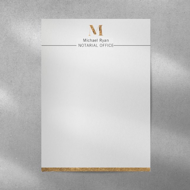 En-tête De Lettre Élégant Monogramme personnalisé blanc et or (Créateur téléchargé)