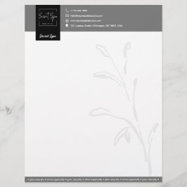 En-tête De Lettre Elégant Noir & Gris Botanique Beauté Spa moderne