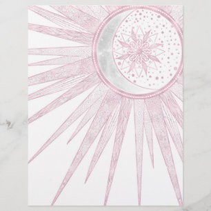 En-tête De Lettre Elégant rose Sun Moon Doodle Mandala White Design