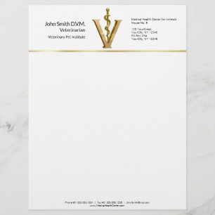 En-tête De Lettre Élégant vétérinaire vétérinaire Vet Asclepius Gold