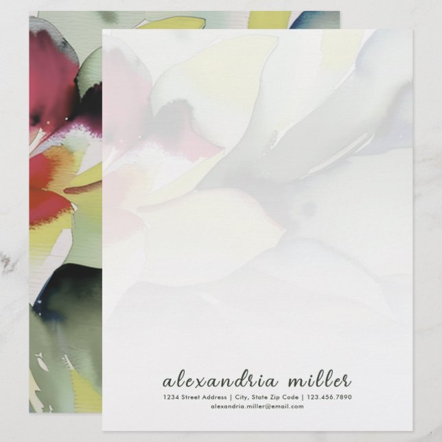 En-tête De Lettre Elégante aquarelle en-tête (Devant / Derrière)
