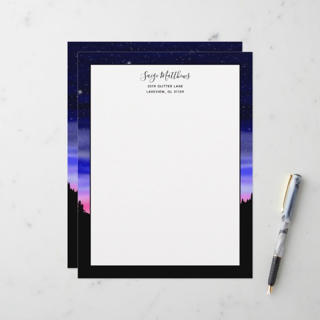 En-tête De Lettre En-tête de la nuit Diamond (Devant/Arrière en situation)