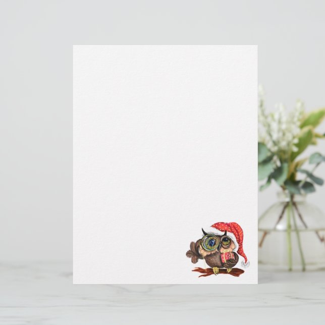 En-tête De Lettre En-tête de Noël de Cute Owl (Debout devant)