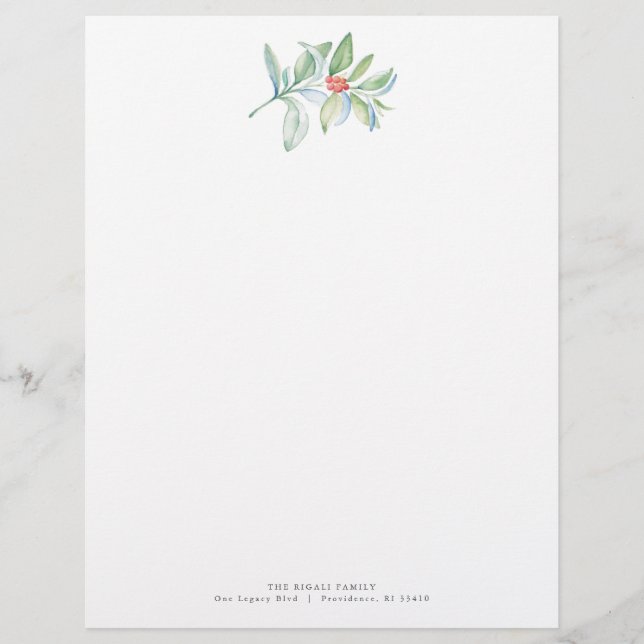 En-tête De Lettre En-tête de Noël Festive Aquarelle verte (Devant)