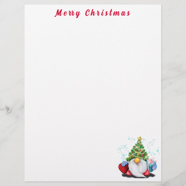 En-tête De Lettre En-tête de Noël Gnome avec cadeau (Devant)