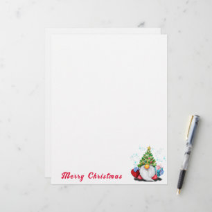En-tête De Lettre En-tête de Noël Gnome mignonne avec cadeau
