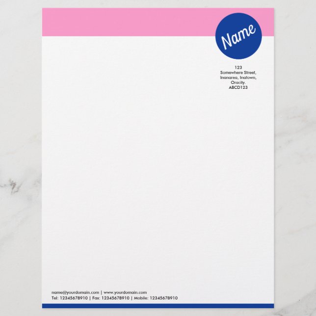 En-tête De Lettre En-tête et cercle - rose et bleu marine (Devant)