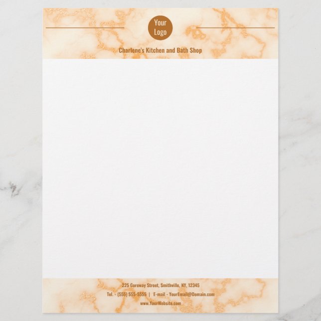 En-tête De Lettre En-tête Faux Orange Marbre (Devant)