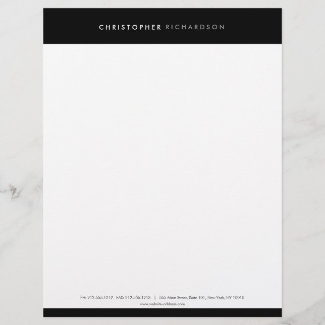 En-tête De Lettre EN-Tête MODERNE ET MINIMALE Noir/Blanc (Devant)