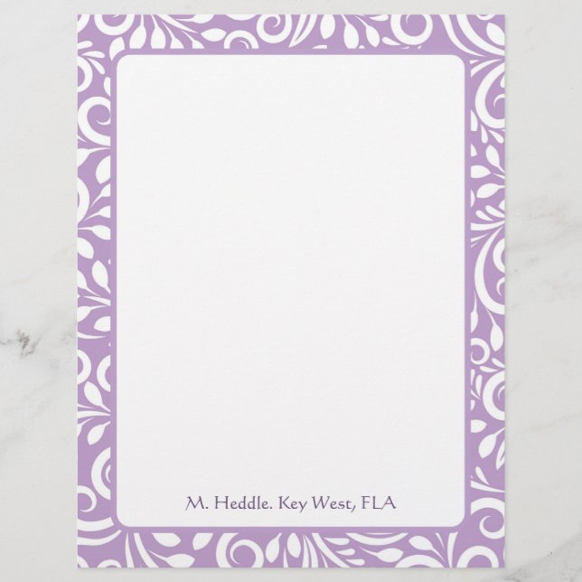 En-tête De Lettre En-tête personnalisé Art Déco Mauve (Devant)