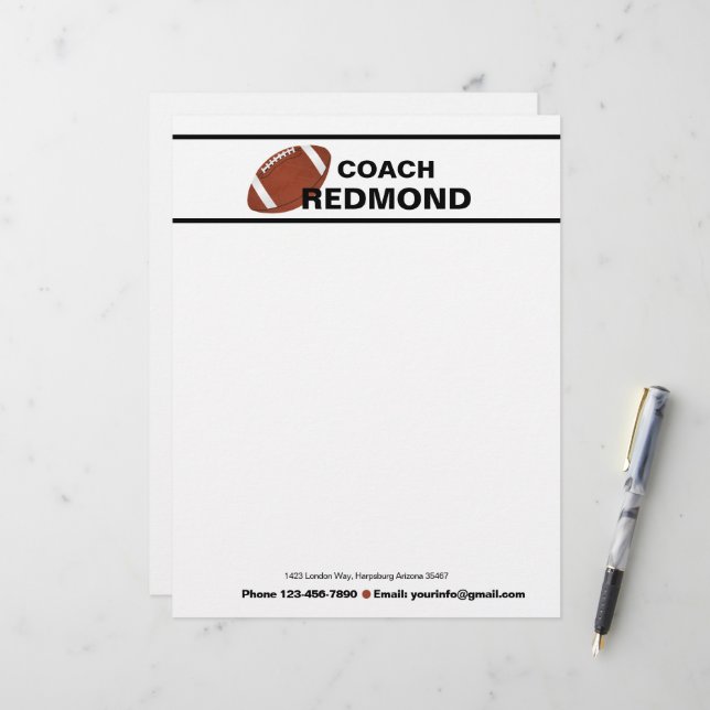 En-tête De Lettre Entraîneur de football (Devant/Arrière en situation)