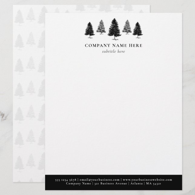 En-tête De Lettre Entreprise à thème de l'arbre à pin personnalisé (Devant / Derrière)