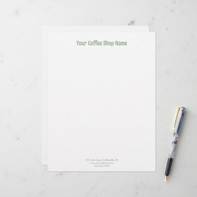 En-tête De Lettre Entreprise Personnalisée Vert Sauge Simple Moderne (Devant/Arrière en situation)