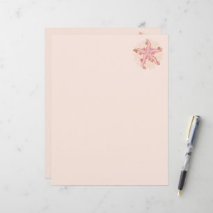 En-tête De Lettre Étoiles de mer et motif pastel rose corail