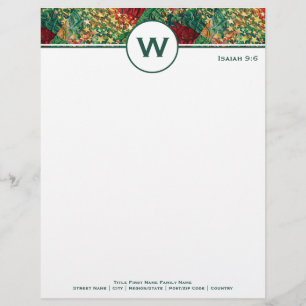 En-tête De Lettre ÉTOILES DE NOËL Monogramme Personnalisé Rétro