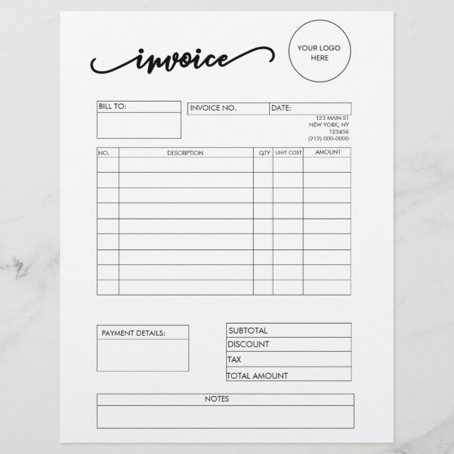 En-tête de lettre Facturer les fournitures pour pe (Devant)