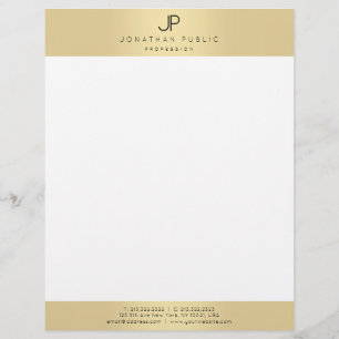 En-tête De Lettre Faux Gold Elegant Monogramme Modèle Glamour