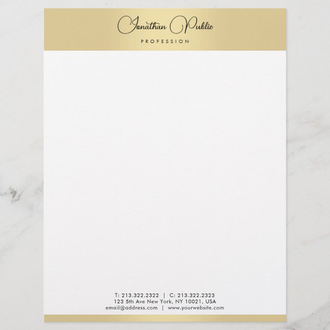 En-tête De Lettre Faux Gold Moderne Élégante Typographie Modèle (Devant)