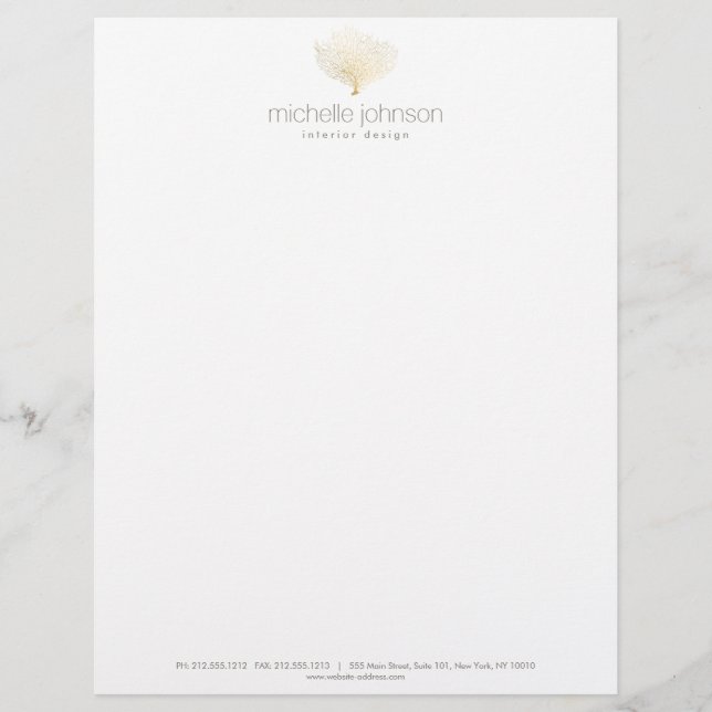 En-tête De Lettre Faux Gold Sea Fan Coral (Devant)