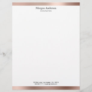 En-tête De Lettre Faux Rose Gold Metal, Black Name Info