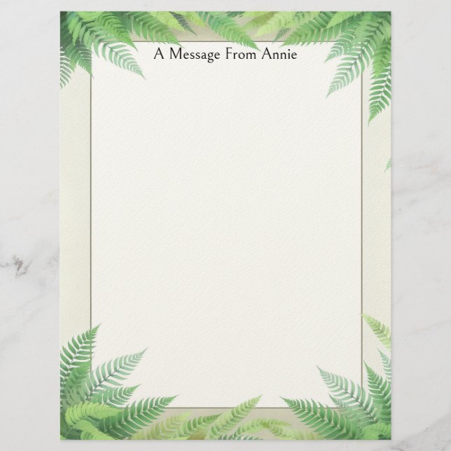 En-tête De Lettre Ferns on a Frame Stationery Paper (Devant)