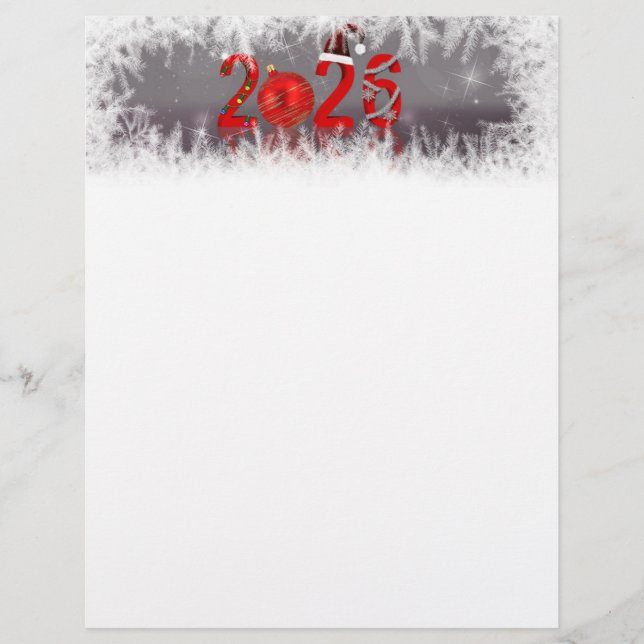 En-tête De Lettre Festive Red Xmas New Year 2026 Stationery Paper (Devant)