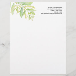 En-tête De Lettre Feuillage vert eucalyptus fleurs aquarelle art