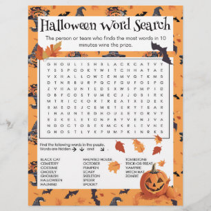 En-tête De Lettre Feuille de partie de recherche de mot Halloween