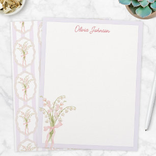 En-tête De Lettre Fleur de Lys en aquarelle monogrammée