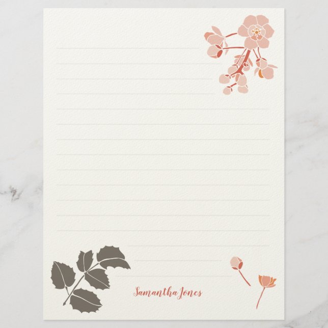En-tête De Lettre Fleur de Mahonia à feuilles de houx rose pêche (Devant)