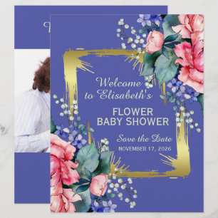 En-tête De Lettre Fleurs à l'aquarelle - Cadre doré 10