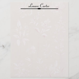 En-tête De Lettre Fleurs blanches sur Taupe personnalisées