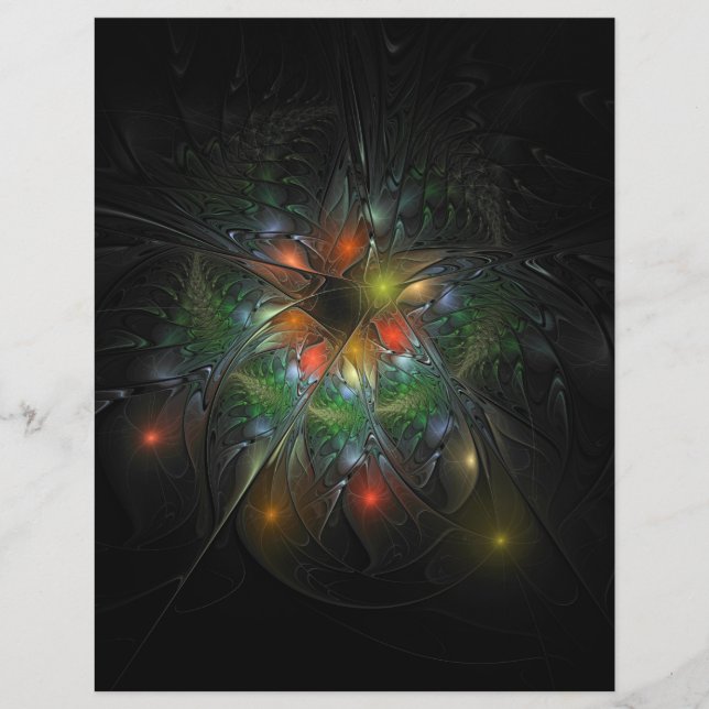 En-tête De Lettre Fleurs imaginaires fractales douces et tendres (Devant)